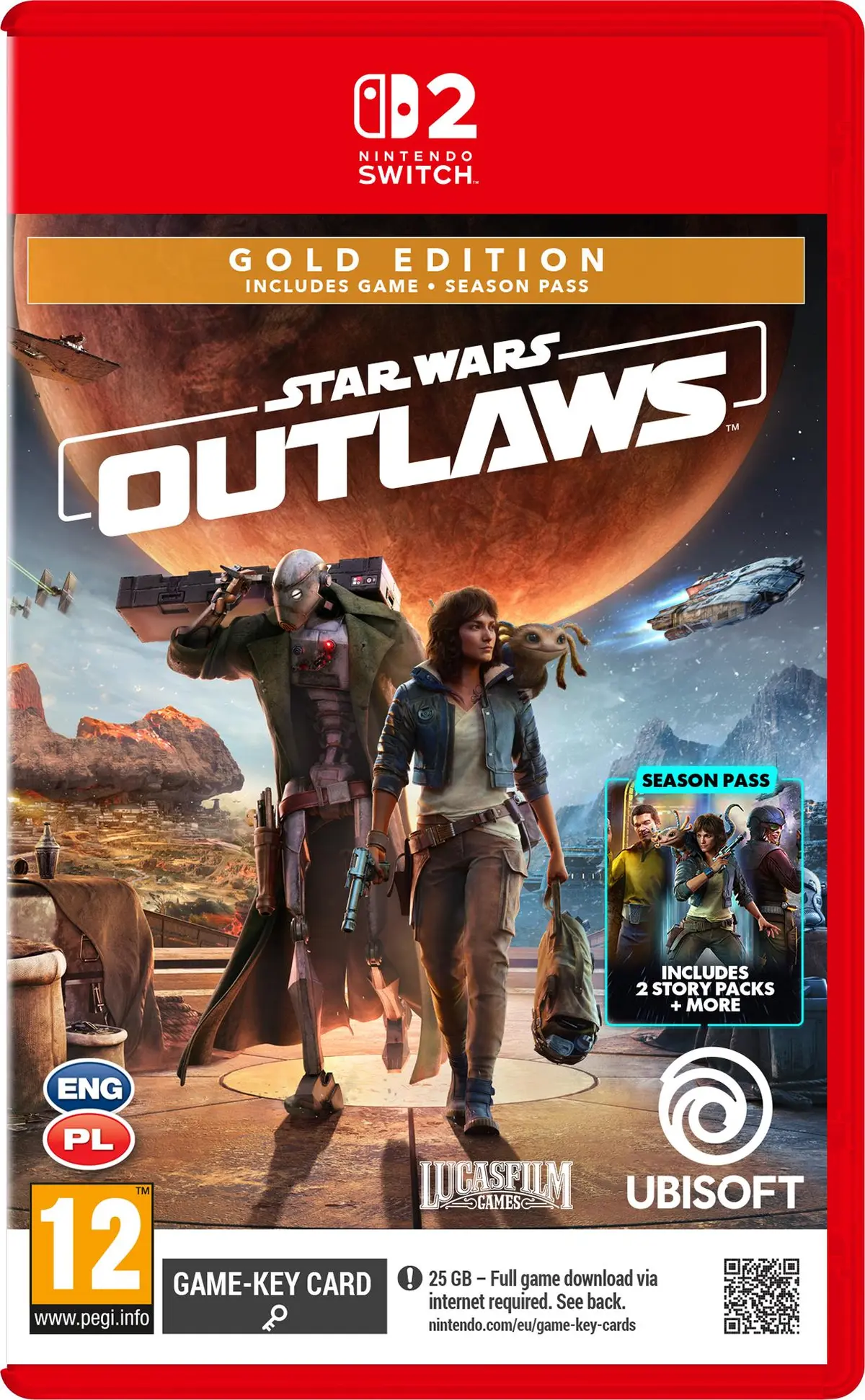 Okładka gry Star Wars: Outlaws - Gold Edition na Nintendo Switch 2