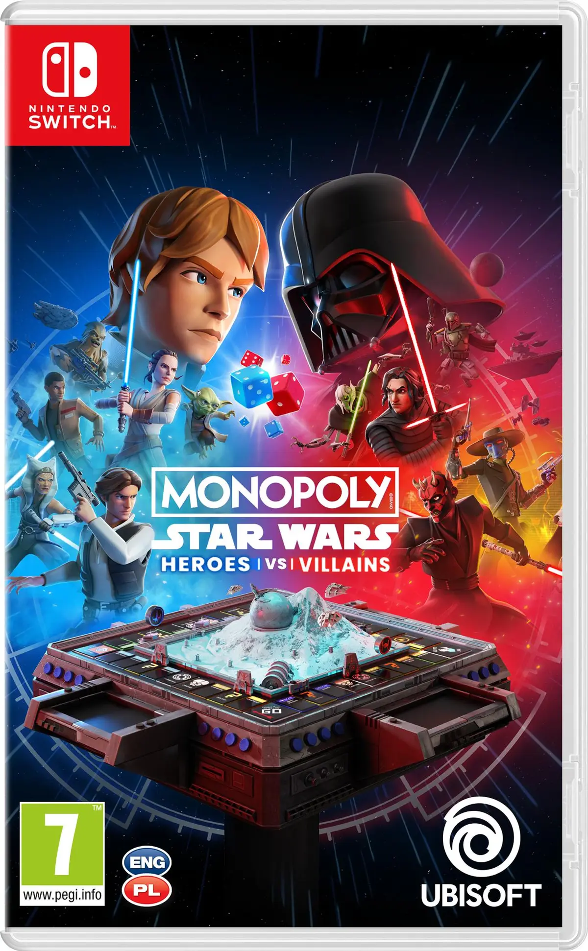 Okładka gry Monopoly Star Wars Heroes vs Villains na Nintendo Switch Okładka gry Monopoly Star Wars Heroes vs Villains na Nintendo Switch