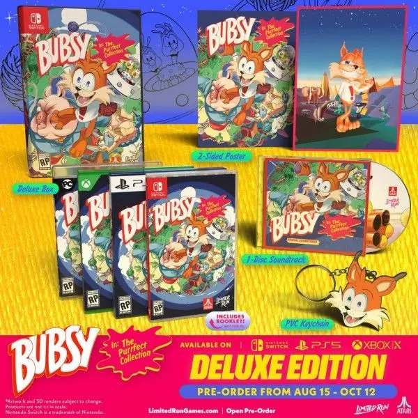 Okładka gry Bubsy in The Purrfect Collection Deluxe Edition na Nintendo Switch Okładka gry Bubsy in The Purrfect Collection Deluxe Edition na Nintendo Switch