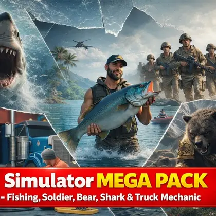 Simulator Mega Pack – Fishing, Soldier, Bear, Shark & Truck Mechanic Nintendo Switch okładka gry